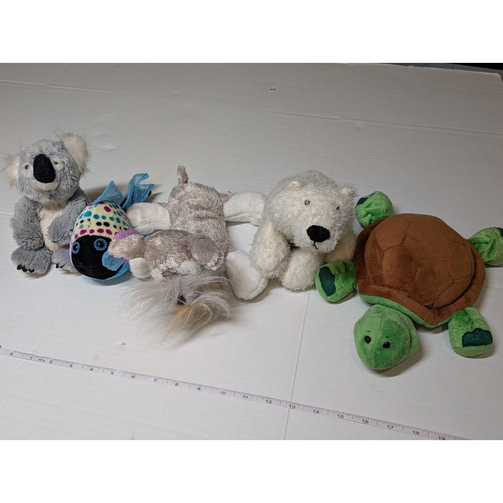 Ganz Webkinz Lot of Schnauzer, Polar Bear, Koala, Turtle, and Fish No Codes